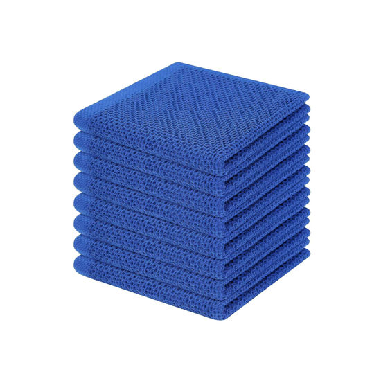Picture of Homaxy 100% Cotton Waffle Weave Kitchen Dish Cloths, Ultra Soft Absorbent Quick Drying Dish Towels, 12 x 12 Inches, 8-Pack, Blueberry