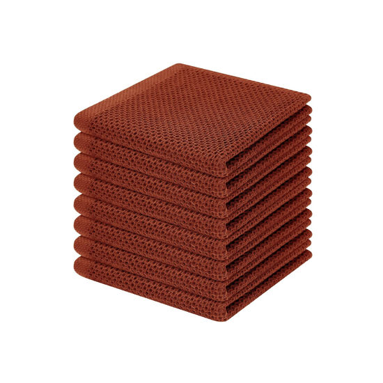 Picture of Homaxy 100% Cotton Waffle Weave Kitchen Dish Cloths, Ultra Soft Absorbent Quick Drying Dish Towels, 12 x 12 Inches, 8-Pack, Rust