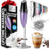 Picture of Zulay Kitchen Tornado Whisk Milk Frother Handheld - Coffee Frother Wand With Stand - Triple Whisk Hand Held Mixer - Electric Stirrer Frothing Wand for Latte, Matcha, Protein Powder - Black Purple Fade