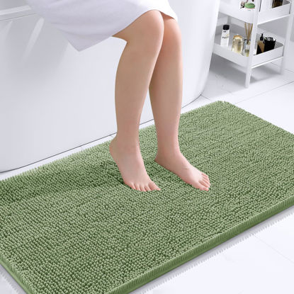 Picture of OLANLY Bathroom Rugs 44x24, Extra Soft Absorbent Chenille Bath Rugs, Rubber Backing Quick Dry, Machine Washable Bath Mats for Bathroom Floor, Tub and Shower, Home Decor Accessories, Sage Green