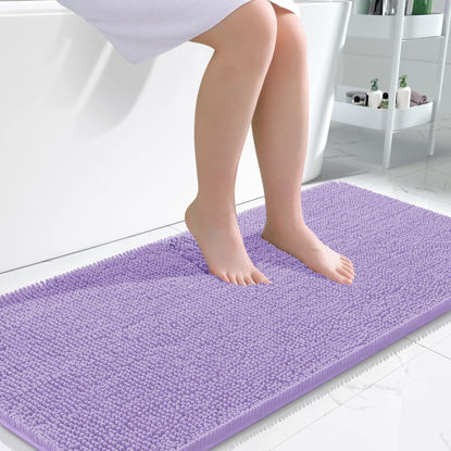 Picture of OLANLY Bathroom Rugs 47x24, Extra Soft Absorbent Chenille Bath Rugs, Rubber Backing Quick Dry, Machine Washable Bath Mats for Bathroom Floor, Tub and Shower, Home Decor Accessories, Lavender