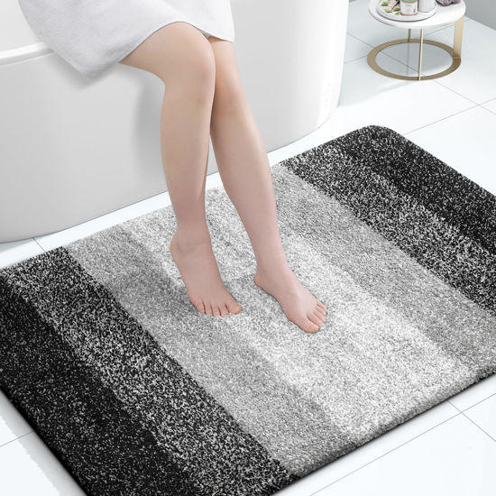 Picture of OLANLY Bathroom Rugs Mat 47x32, Extra Soft Absorbent Microfiber Bath Rugs, Rubber Backing, Quick Dry, Machine Washable Bath Mats for Bathroom Floor, Tub, Shower and Home Decor Accessories, Black