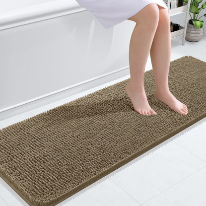 Picture of OLANLY Bathroom Rugs 59x20, Extra Soft Absorbent Chenille Bath Rugs, Rubber Backing Quick Dry, Machine Washable Bath Mats for Bathroom Floor, Tub and Shower, Home Decor Accessories, Tan