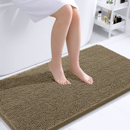Picture of OLANLY Bathroom Rugs 44x24, Extra Soft Absorbent Chenille Bath Rugs, Rubber Backing Quick Dry, Machine Washable Bath Mats for Bathroom Floor, Tub and Shower, Home Decor Accessories, Tan