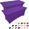 Picture of IVAPUPU 2 Pack 4FT Table Cloth for Rectangular Fitted Events Stretch Purple Table Covers Washable Table Cover Spandex Tablecloth Table Protector for Party, Wedding, Cocktail, Banquet, Festival