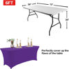 Picture of IVAPUPU 2 Pack 4FT Table Cloth for Rectangular Fitted Events Stretch Purple Table Covers Washable Table Cover Spandex Tablecloth Table Protector for Party, Wedding, Cocktail, Banquet, Festival