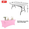 Picture of IVAPUPU 4FT Table Cloth for Rectangular Fitted Events Stretch Pink Table Covers Washable Table Cover Spandex Tablecloth Table Protector for Party, Wedding, Cocktail, Banquet, Festival