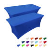 Picture of IVAPUPU 2 Pack 4FT Table Cloth for Rectangular Fitted Events Stretch Royal Blue Table Covers Washable Table Cover Spandex Tablecloth Table Protector for Party, Wedding, Cocktail, Banquet, Festival
