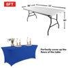 Picture of IVAPUPU 2 Pack 8FT Table Cloth for Rectangular Fitted Events Stretch Royal Blue Table Covers Washable Table Cover Spandex Tablecloth Table Protector for Party, Wedding, Cocktail, Banquet, Festival