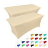 Picture of IVAPUPU 2 Pack 8FT Table Cloth for Rectangular Fitted Events Stretch Champagne Table Covers Washable Table Cover Spandex Tablecloth Table Protector for Party, Wedding, Cocktail, Banquet, Festival