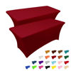 Picture of IVAPUPU 2 Pack 4FT Table Cloth for Rectangular Fitted Events Stretch Burgundy Table Covers Washable Table Cover Spandex Tablecloth Table Protector for Party, Wedding, Cocktail, Banquet, Festival