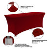 Picture of IVAPUPU 2 Pack 4FT Table Cloth for Rectangular Fitted Events Stretch Burgundy Table Covers Washable Table Cover Spandex Tablecloth Table Protector for Party, Wedding, Cocktail, Banquet, Festival