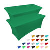 Picture of IVAPUPU 2 Pack 4FT Table Cloth for Rectangular Fitted Events Stretch Emerald Green Table Covers Washable Table Cover Spandex Tablecloth Table Protector for Party, Wedding, Cocktail, Banquet, Festival