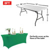 Picture of IVAPUPU 2 Pack 4FT Table Cloth for Rectangular Fitted Events Stretch Emerald Green Table Covers Washable Table Cover Spandex Tablecloth Table Protector for Party, Wedding, Cocktail, Banquet, Festival