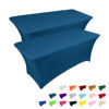 Picture of IVAPUPU 6FT Table Cloth for Rectangular Fitted Events Stretch Jean Blue Table Covers Washable Table Cover Spandex Tablecloth Table Protector for Party, Wedding, Cocktail, Banquet, Festival