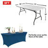 Picture of IVAPUPU 2 Pack 4FT Table Cloth for Rectangular Fitted Events Stretch Jean Blue Table Covers Washable Table Cover Spandex Tablecloth Table Protector for Party, Wedding, Cocktail, Banquet, Festival