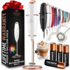 Picture of Zulay Powerful Milk Frother (4 Duracell Batteries Included) - Handheld Milk Frother Wand Drink Mixer for Coffee - Powerful Milk Foamer for Cappuccino, Matcha - Exec White & Rose Gold