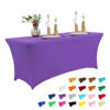 Picture of IVAPUPU 6FT Table Cloth for Rectangular Fitted Events Stretch Purple Table Covers Washable Table Cover Spandex Tablecloth Table Protector for Party, Wedding, Cocktail, Banquet, Festival