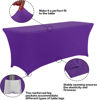 Picture of IVAPUPU 6FT Table Cloth for Rectangular Fitted Events Stretch Purple Table Covers Washable Table Cover Spandex Tablecloth Table Protector for Party, Wedding, Cocktail, Banquet, Festival