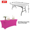Picture of IVAPUPU 4FT Table Cloth for Rectangular Fitted Events Stretch Fuchsia Table Covers Washable Table Cover Spandex Tablecloth Table Protector for Party, Wedding, Cocktail, Banquet, Festival