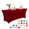 Picture of IVAPUPU 6FT Table Cloth for Rectangular Fitted Events Stretch Burgundy Table Covers Washable Table Cover Spandex Tablecloth Table Protector for Party, Wedding, Cocktail, Banquet, Festival