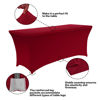 Picture of IVAPUPU 6FT Table Cloth for Rectangular Fitted Events Stretch Burgundy Table Covers Washable Table Cover Spandex Tablecloth Table Protector for Party, Wedding, Cocktail, Banquet, Festival
