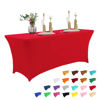 Picture of IVAPUPU 4FT Table Cloth for Rectangular Fitted Events Stretch Red Table Covers Washable Table Cover Spandex Tablecloth Table Protector for Party, Wedding, Cocktail, Banquet, Festival