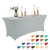 Picture of IVAPUPU 6FT Table Cloth for Rectangular Fitted Events Stretch Grey Table Covers Washable Table Cover Spandex Tablecloth Table Protector for Party, Wedding, Cocktail, Banquet, Festival