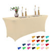 Picture of IVAPUPU 4FT Table Cloth for Rectangular Fitted Events Stretch Champagne Table Covers Washable Table Cover Spandex Tablecloth Table Protector for Party, Wedding, Cocktail, Banquet, Festival