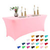 Picture of IVAPUPU 4FT Table Cloth for Rectangular Fitted Events Stretch Pink Table Covers Washable Table Cover Spandex Tablecloth Table Protector for Party, Wedding, Cocktail, Banquet, Festival