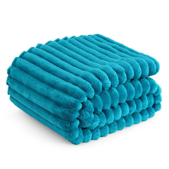 Picture of Bedsure Teal Fleece Blanket for Couch - Super Soft Cozy Blankets for Women, Cute Small Throws for Girls, 50x70 Inches