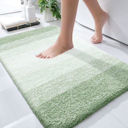 Picture of OLANLY Bathroom Rugs Mat 30x20, Extra Soft Absorbent Microfiber Bath Rugs, Rubber Backing, Quick Dry, Machine Washable Bath Mats for Bathroom Floor, Tub, Shower and Home Decor Accessories, Light Green