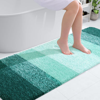 Picture of OLANLY Bathroom Runner Rugs 70x24, Extra Soft Absorbent Microfiber Bath Rugs, Rubber Backing, Quick Dry, Washable Bath Mats for Bathroom Floor, Tub, Shower and Home Decor Accessories, Blackish Green