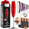 Picture of Zulay Powerful Milk Frother (4 Duracell Batteries Included) - Handheld Milk Frother Wand Drink Mixer for Coffee - Powerful Milk Foamer for Cappuccino, Frappe, Matcha & Coffee Creamer - Red