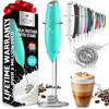 Picture of Zulay Kitchen Tornado Whisk Milk Frother Handheld - Coffee Frother Wand With Stand - Triple Whisk Hand Held Mixer - Electric Stirrer Frothing Wand for Latte, Matcha, Protein Powder - Caribbean Aqua