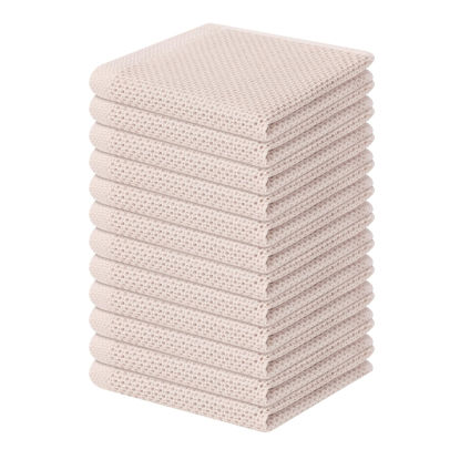 Picture of Homaxy 100% Cotton Waffle Weave Kitchen Dish Cloths, Ultra Soft Absorbent Quick Drying Dish Towels, 12 x 12 Inches, 12-Pack, Beige