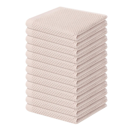 Picture of Homaxy 100% Cotton Waffle Weave Kitchen Dish Cloths, Ultra Soft Absorbent Quick Drying Dish Towels, 12 x 12 Inches, 12-Pack, Beige