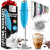 Picture of Zulay Kitchen Tornado Whisk Milk Frother Handheld - Coffee Frother Wand With Stand - Triple Whisk Hand Held Mixer - Electric Stirrer Frothing Wand for Latte, Matcha, Protein Powder - Blue Teal