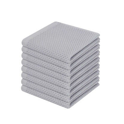 Picture of Homaxy 100% Cotton Waffle Weave Kitchen Dish Cloths, Ultra Soft Absorbent Quick Drying Dish Towels, 12 x 12 Inches, 8-Pack, Light Gray