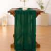 Picture of Socomi Emerald Green Table Runner Cheesecloth Table Runner 120 inch Cheese Cloth Runner 10FT Boho Rustic Gauze Table Runner for Wedding Party Baby Shower Birthday Home Decor