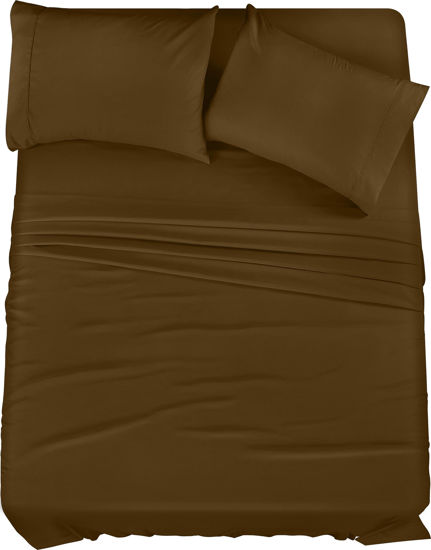Picture of Utopia Bedding King Bed Sheets Set - 4 Piece Bedding - Brushed Microfiber - Shrinkage and Fade Resistant - Easy Care (King, Mocha)
