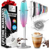 Picture of Zulay Kitchen Tornado Whisk Milk Frother Handheld - Coffee Frother Wand With Stand - Triple Whisk Hand Held Mixer - Electric Stirrer Frothing Wand for Latte, Matcha, Protein Powder - Teal Pink Fade