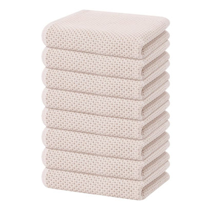 Picture of Homaxy 100% Cotton Waffle Weave Kitchen Dish Towels, Ultra Soft Absorbent Quick Drying Cleaning Towel, 13 x 28 Inches, 8-Pack, Beige