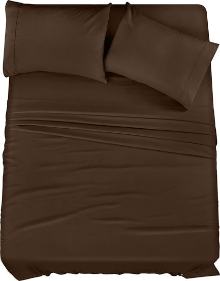 Picture of Utopia Bedding Full Bed Sheets Set - 4 Piece Bedding - Brushed Microfiber - Shrinkage and Fade Resistant - Easy Care (Full, Brown)