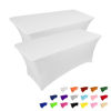 Picture of IVAPUPU 2 Pack 4FT Table Cloth for Rectangular Fitted Events Stretch White Table Covers Washable Table Cover Spandex Spring Tablecloth Table Protector for Party, Wedding, Cocktail, Banquet, Festival