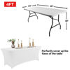Picture of IVAPUPU 2 Pack 4FT Table Cloth for Rectangular Fitted Events Stretch White Table Covers Washable Table Cover Spandex Spring Tablecloth Table Protector for Party, Wedding, Cocktail, Banquet, Festival