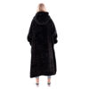 Picture of Waitu Wearable Blanket Sweatshirt Gifts for Women and Men, Warm and Cozy Giant Blanket Hoodie, Thick Flannel Blanket with Sleeves and Giant Pocket - Black