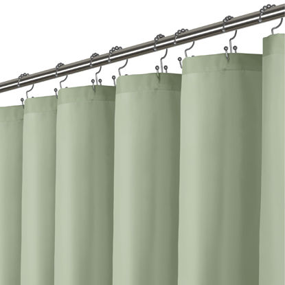 Picture of LiBa Green Shower Curtain, Fabric Shower Curtain, Water Repellent Shower Curtain, Decorative Bathroom Curtains, 72" W x 72" H, Heavy Duty, Easy to Clean(Green)