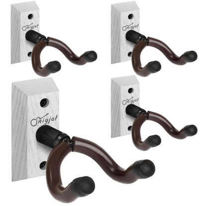 Picture of SNIGJAT Guitar Wall Mount, 4 Pack Guitar Wall Hanger, Guitar Hanger Wall Hook Holder Stand, Hardwood Guitar Wall Mount Hanger for Acoustic Guitar, Bass, Banjo, Mandolin