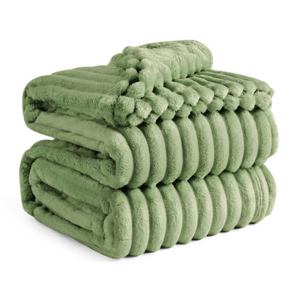 Picture of Bedsure Reseda Fleece Queen Blanket for Couch - GentleSoft Cozy Soft Blankets for Women, Cute Small Throws for Girls, 90x90 Inches